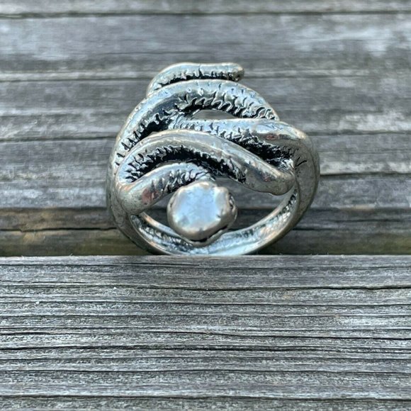 Snake Ring Silver Tone Fashion Rings Jewelry Unisex Rings Size 7 - Picture 7 of 9